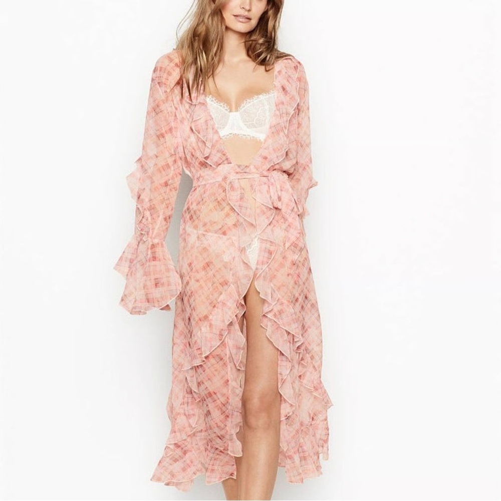 Victorias Secret Elegant Pink Sheer Robe M/L